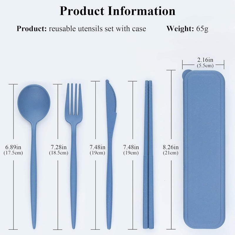 Bukela Travel Utensils with Case, 4 Sets Portable Cutlery Set Chopsticks Knives Fork and Spoon for Lunch Box Accessories, Camping Flatware Sets for Daily Use or Outdoor (4 Colors) - Image 2